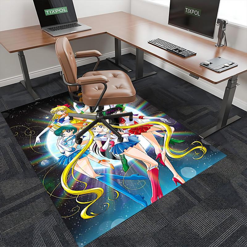 1pc Sailor Moon Anime Chair Mat - Office Desk Pad with Sailor Scout Design, Non-Slip Carpet for Home Decor, Suitable for All Seasons, Perfect Gift Ide