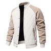 Herre Patchwork Tykk fleeceforet baseball bomberjakke Vintervarme yttertøy Jakker Jakker for menn