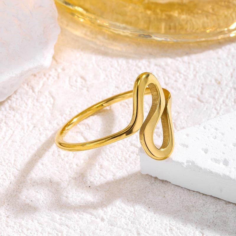 Gold-Plated Wave Design Index Finger Ring for Women - Luxury Fashion Statement Ring