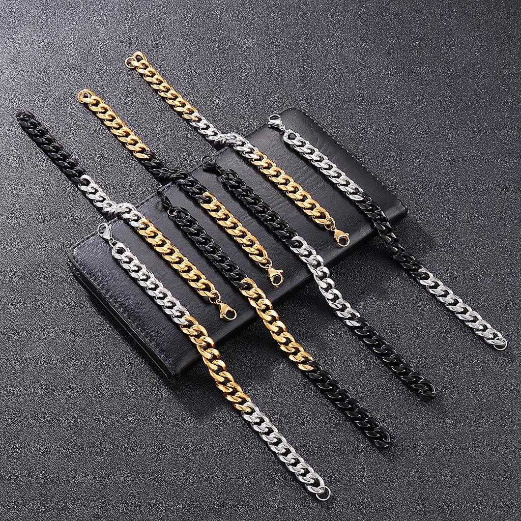 Trendy Cuban ChainMen's Wristband Armband Bracelet 10mm Splicing Chains Stainless Steel Jewelry
