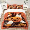 3pcs Cats & Ghosts & Pumpkins Halloween Quilt Cover Set (1 Quilt Cover + 2 Pillowcases Without Pillow Core), High-Definition Printing for Home an