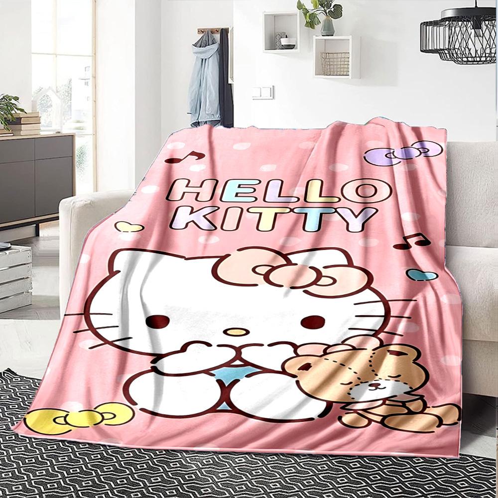 1 Stück Hello Kitty Decke Leichte Flanell-Kuscheldecke für Sofa Bett Reise Camping Wohnzimmer Büro Couch Sessel