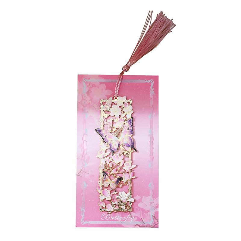 

Chinese Style Tassel Hollow Butterfly Metal Bookmark Gift For Students Teachers Reading Page Clip Bookmarks Books Accessories A4