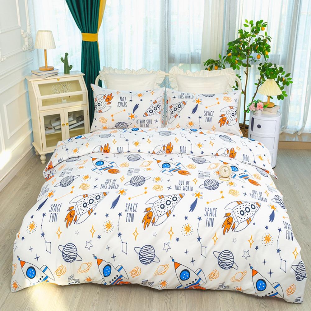 3-teiliges Bettwäsche-Set Saturnrakete Astronaut 3D-Druck Gemütliches Bettbezug-Set King Queen Twin Einzelgröße Geburtstagsgeschenk Schlafzimmerdekoration