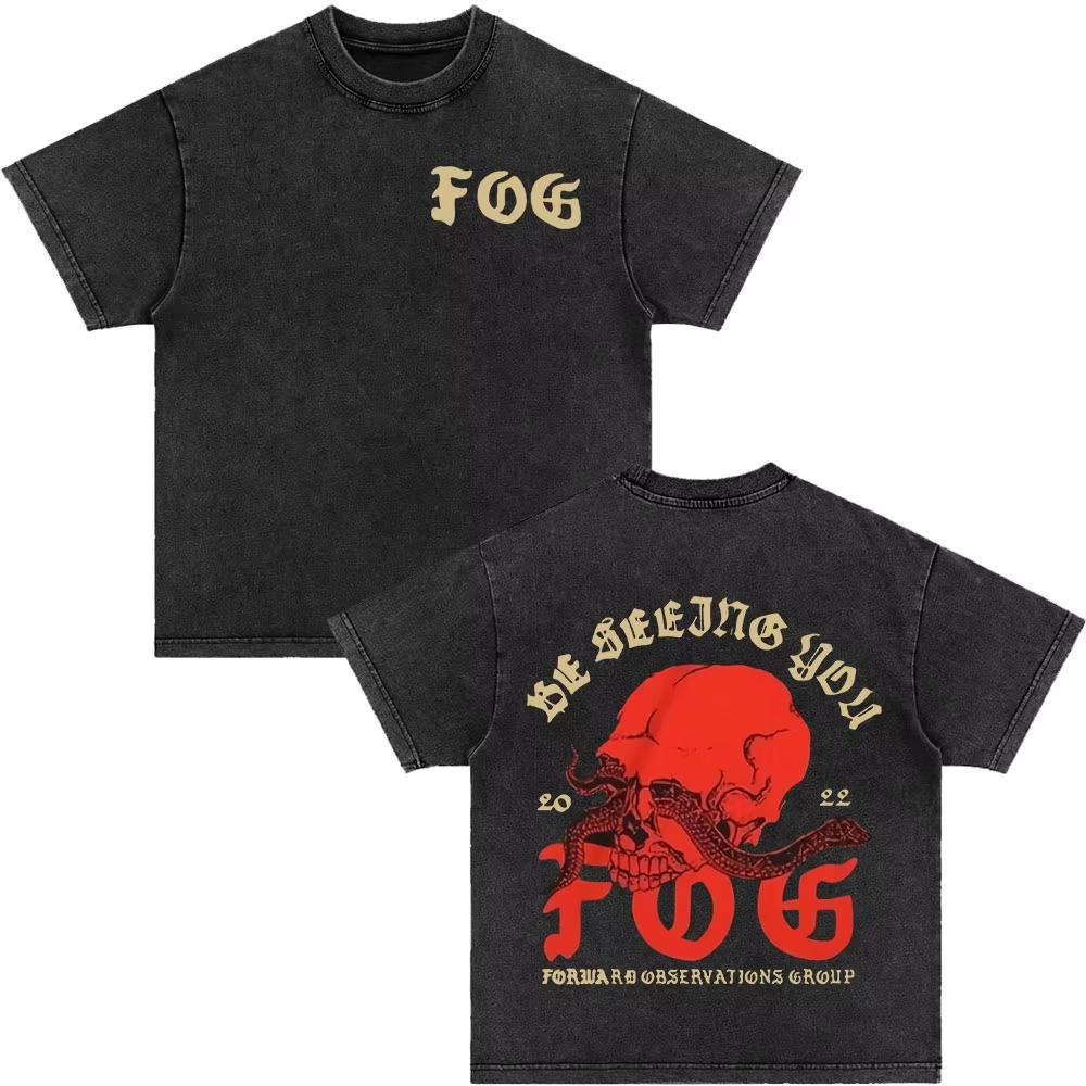 Forward Observations Group Be Seeing You Washed Vintage T-shirt Skeleton Graphic Punk Gothic T-Shirt Daily Wear Cool Top L