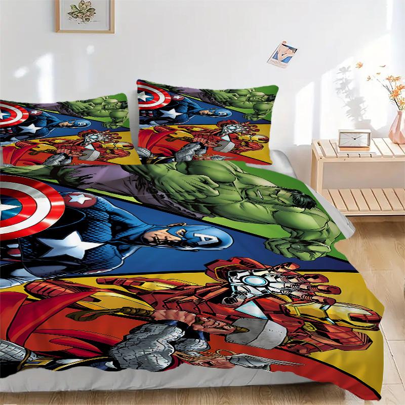 Avengers Heroes United Print 3Pcs Bedding Setduvet Cover With 2 Bedropillowcase Home Birthday Gift