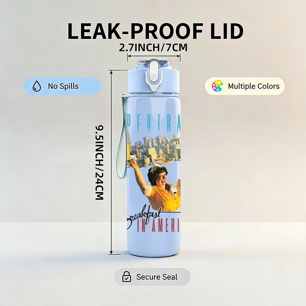 1PC Retro Sunset Cowboy Text Graphic Print 750ml Portable Sports Water Bottle Leakproof Gym Outdoor Travel Drink Cup