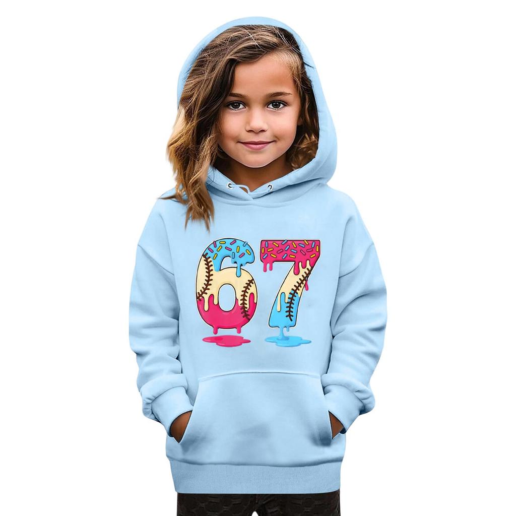 Kinder Mode Bedruckter Pullover Lässig Langarm Rundhals Kapuzenpullover Top