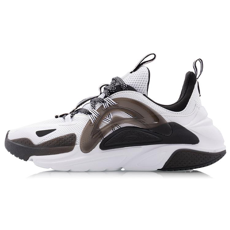 Li Ning Spark Slip Resistant Cushioning Abrasion Resistant Low top Sports Casual Shoes Women's Black White AGLQ066-1