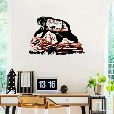 1 Stück Metall Bär Wandkunst Dekoration: Persönlichkeitsverstärkendes Schwarzbären-Design für Wohnzimmer-Heimdekor
