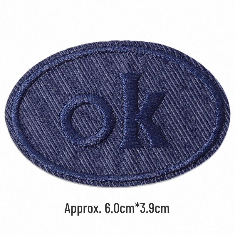 Self-Adhesive Embroidery Cloth Patches for Jackets & DIY Decor - OK Letter Accessory Stickers