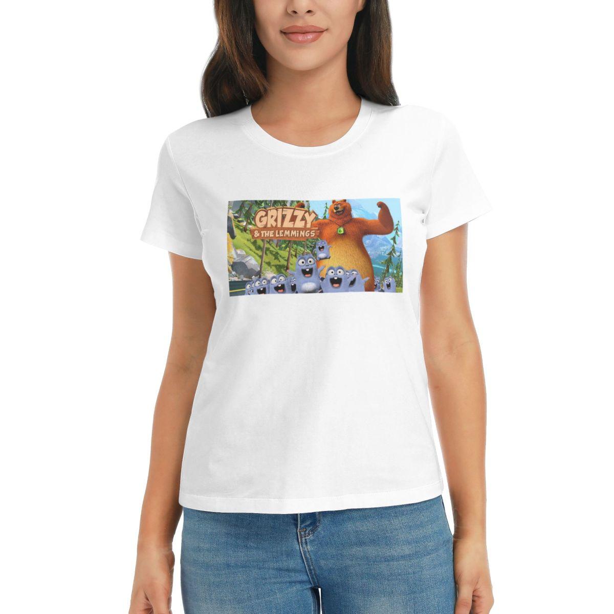 

Women TShirt Grizzy Et Les Lemmings Summer Short Sleeve Tees Crew Neck Cotton T Shirts Clothes Tops Streetwear S