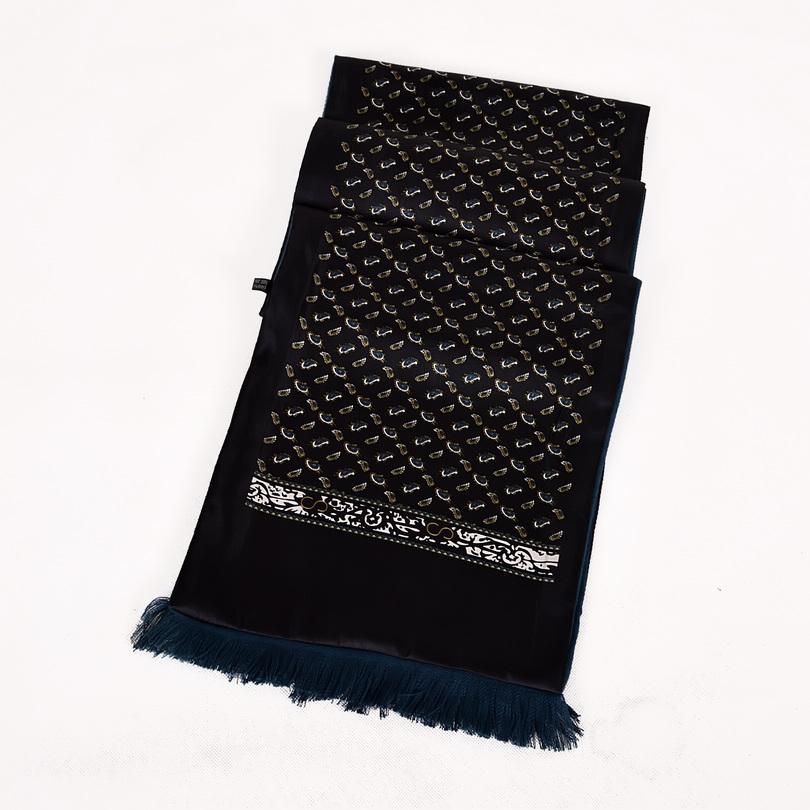 [BYSIFA] Winter Men Warm Scarves Thicken Fashion Luxury 100% Silk Male Business Long Scarf Cravat Navy Blue Neck Scarf 165*24cm