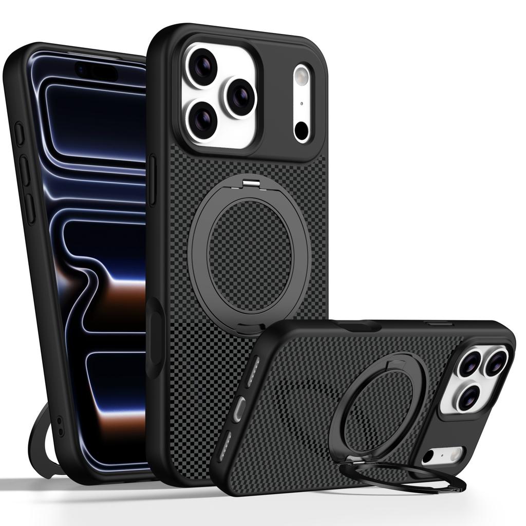 Applicable To iPhone18ProMax Polar Carbon Magnetic Bracket Mobile Phone Case Apple 17Pro Magnetic 16 Protective Case
