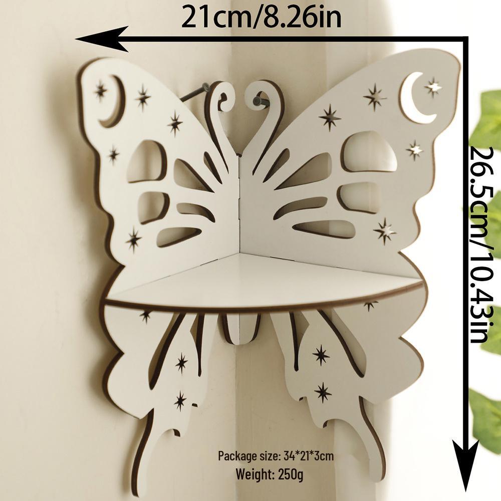 Hölzernes Schmetterling Kristall Aufbewahrungsregal - Einfache Wandornament Dekoration