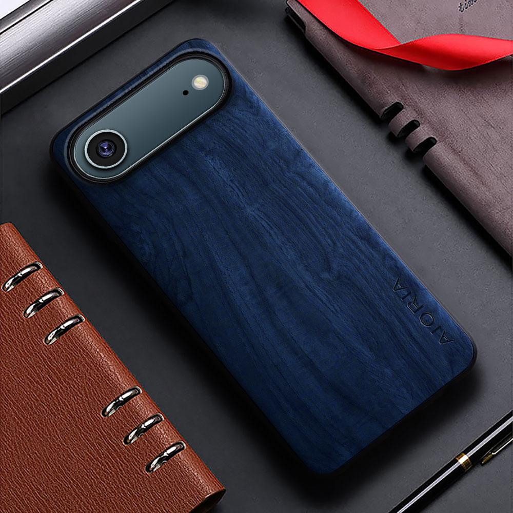 

Case for iPhone air 16e x xr xs max 5G funda bamboo wood pattern Leather back cover for iphone 16e air x xr xs max case capa iPhone XS Max темно-синього кольору