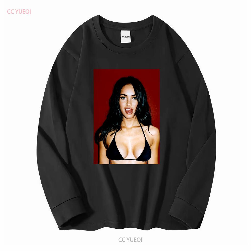 Megan Fox T Shirt Long or Short Sleeves Vintage Washed Casual Graphic Top For Everyday Wear Versatile Stylish Streetwear Homme