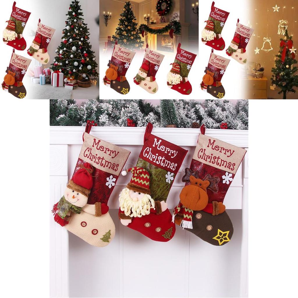 Festlicher Weihnachtsstrumpf Geschenkbeutel mit gestickten Designs für festliche Stimmung