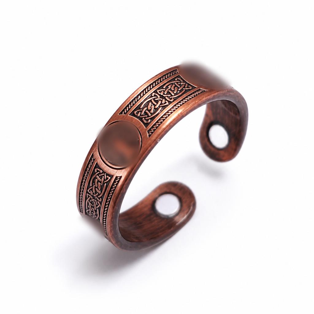Retro-Stil Blumen-Magnet-Armband & Ring-Set in Rotkupfer für Paare