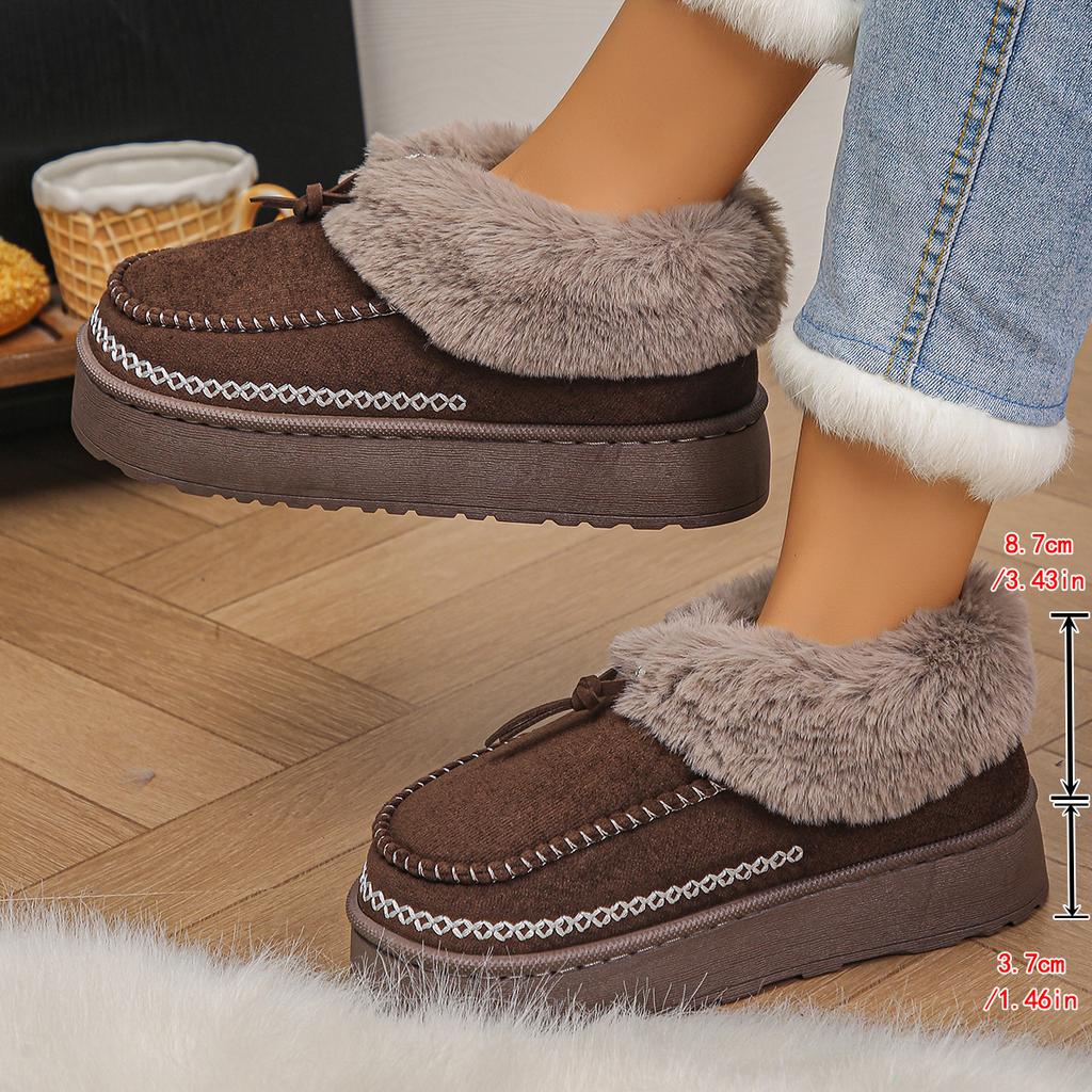 Fashion 2025 Winter Warm Thicken Plush Cotton Shoes Women Non Slip Thick Bottom Snow Boots Woman Slip On Chunky Platform Ankle Botas