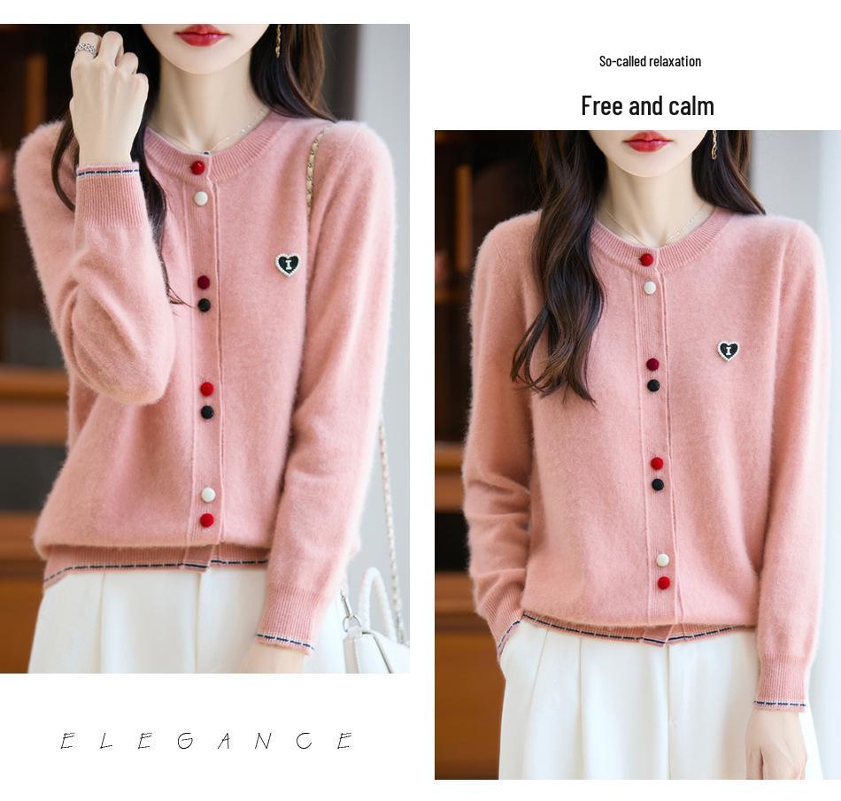 2025 Autumn/Winter Women's Knitted Wool Cardigan: Loose Long Sleeve Sweater, High-End Ladies Outerwear.