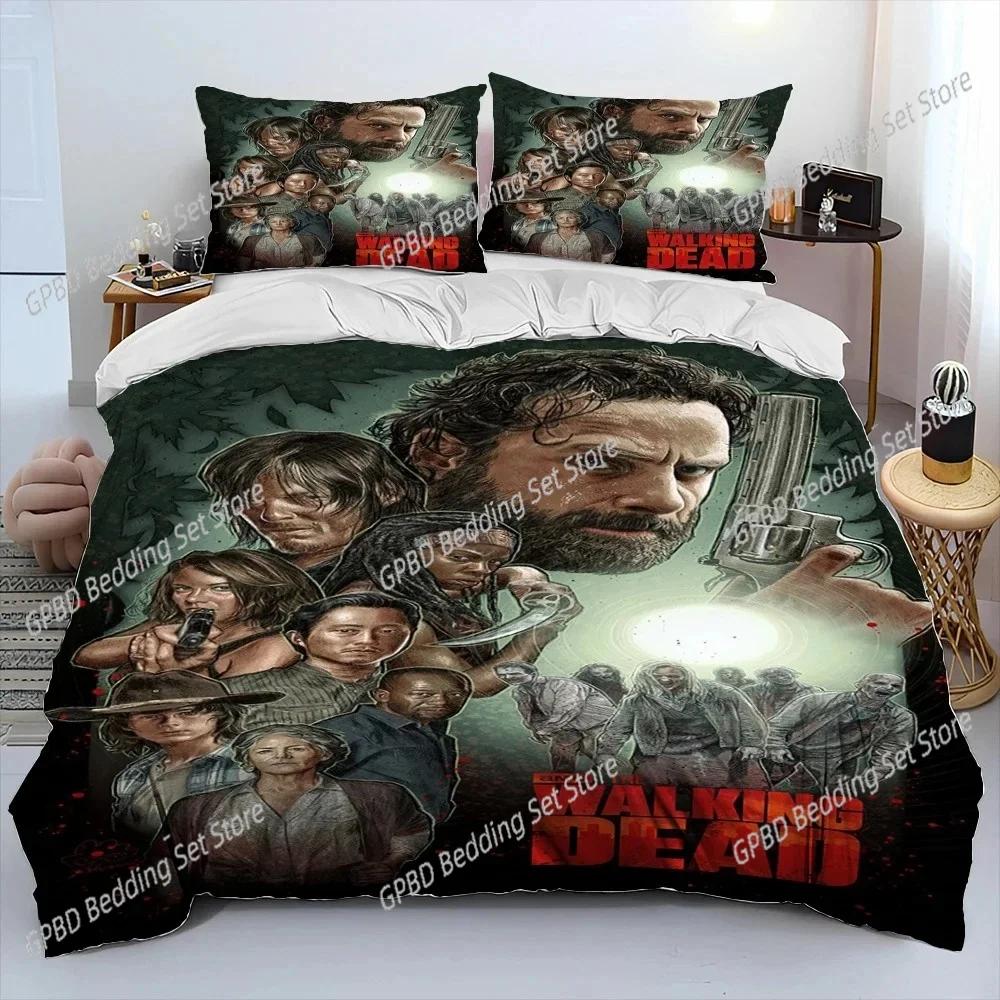 Horror TV The Walking Dead Lincoln Bedding Set Boys Girls Twin Queen Size Duvet Cover Pillowcase Bed Fashion Home Textileextile