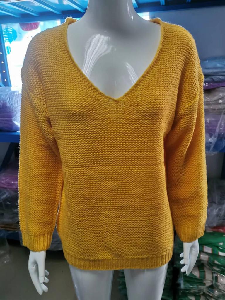 Women's V-Neck Long Sleeve Sweater 2026 - New European & American Style Knitwear