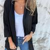 1116 European and American Autumn and Winter New Cardigan Solid Color Casual Loose Pocket Top Women