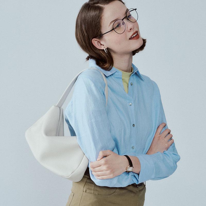 Top Layer Cowhide French Shoulder Underarm Handbag Carrying Genuine Leather Shoulder Bag for Women