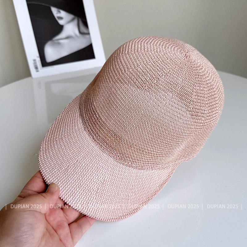 Korean Version Breathable Knitted Baseball Cap Women Summer Sun Protection Cap Solid Color Student Mesh Light Sun Hat