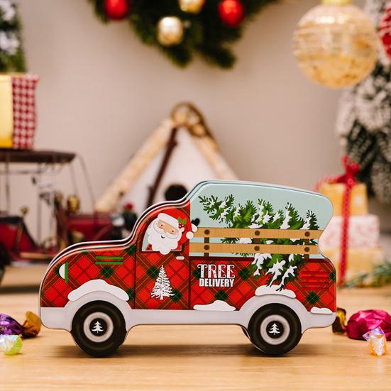 Christmas Candy Box Exquisite Cartoon Car Design Wrought Iron Gift Packing Box for Festival Party Decoration