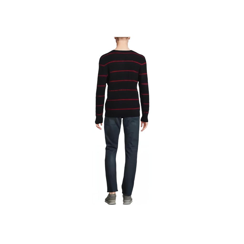 Polo Ralph Lauren FW23 Crew Neck Striped Logo Long Sleeve Knit Sweater Men Sweater Black 710917407-001