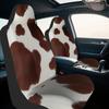 2 pièces Housses de siège de voiture modernes style Western en cuir de vache brun et blanc à motif de vache - Polyester durable, Lavables, Ajustement universel pour la plupart des véhicules