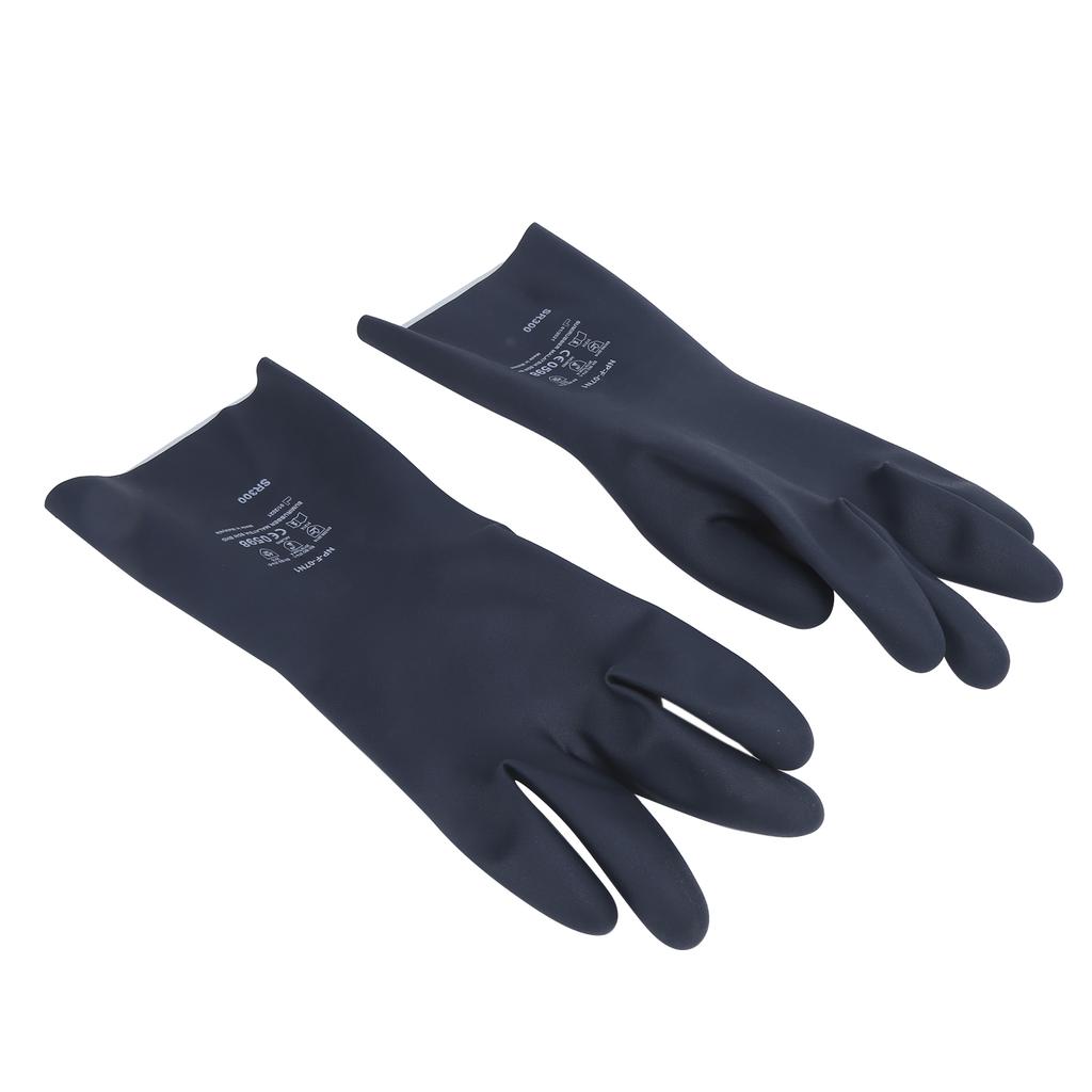 Pair of Neoprene Chemical Resistant Gloves Acetone Acid Alkali Resistance Cotton Fiber Flock Lining