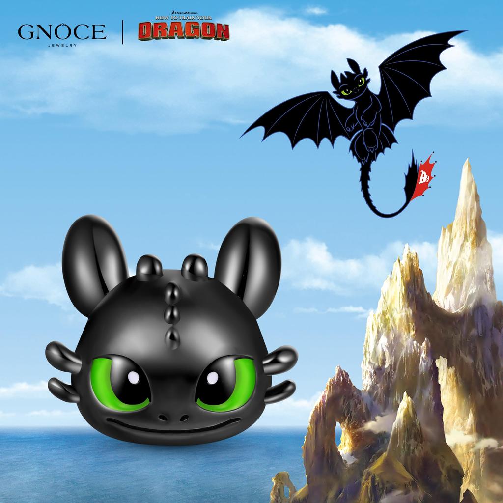 GNOCE How To Train Your Dragon Toothless Smile Charm for Women, S925 Sterling Silver Dangle Charm, Women, Wife, Valentine's Day, Mother's Day