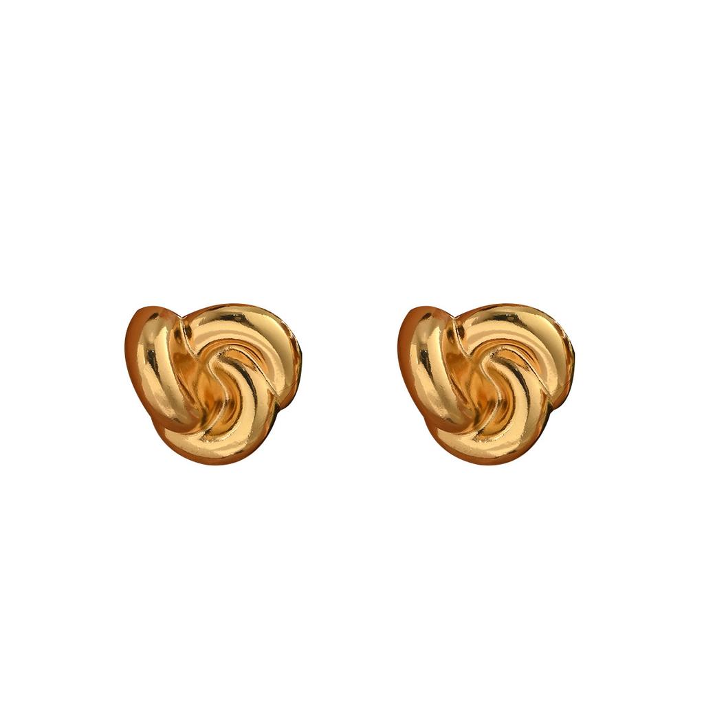Ladies Jewelry, Geometric Light Luxury Thread Twist Design Metal Earrings Niche Premium Stud Earrings