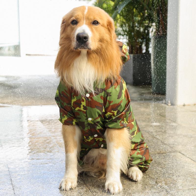 Super Medium and Large Dogs Dog Camouflage Four-legged One-piece Rain Pet Waterproof Outdoor Dog Clothes
