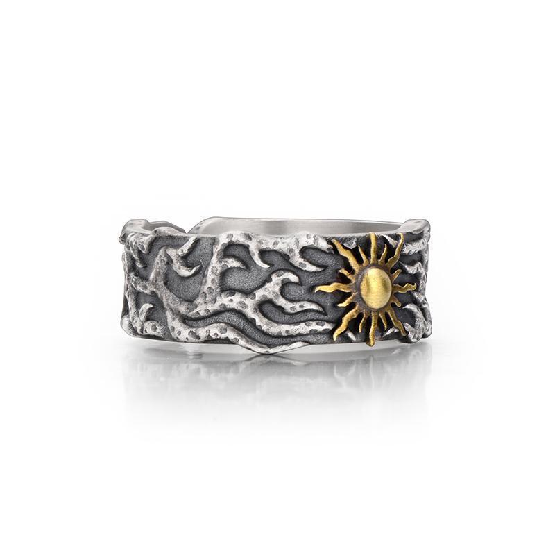 Men's Sun Design Adjustable Pinky Ring - Trendy Punk Hip Hop Style
