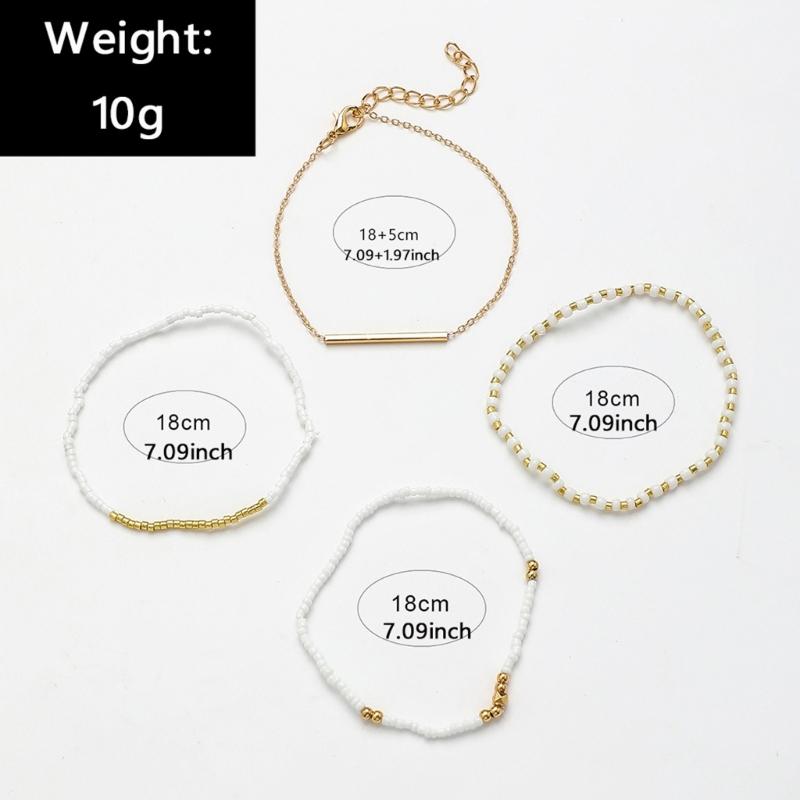 Pack of 4 Handmade Bead Bracelet Elastic Bracelet Colorful Beach Styles Bracelet Suitable for Daily and Party Wear