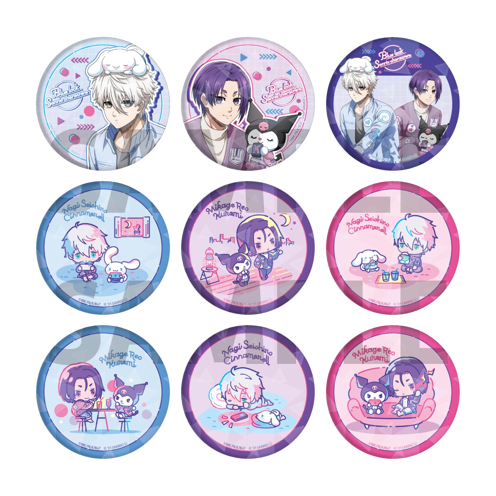 

TV Anime x Sanrio Characters 02 Holographic Tin Badge Complete Set of Blue Lock [Collaboration Illustration] [57mm] (Box 9)