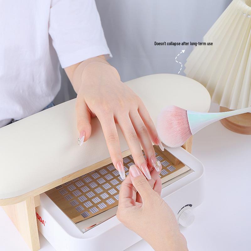 High-End Nail Art Cushion Set: Natural Wood Base & Japanese Leather Tools