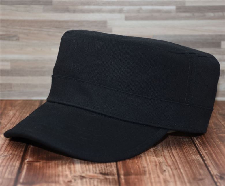 Stiff Military Hat Big Head Circumference Flat Top Hat Casual Fashion Autumn and Winter Men's Hat Casual Fashion Trendy European Version Hat