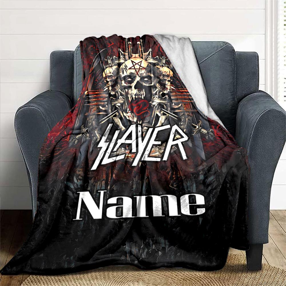Customiz Name Personality Slayer logo Blanket Soft &Warm Sofa Office Bed Travel Lunch Break Blanket, Gift Suitable All Seasons