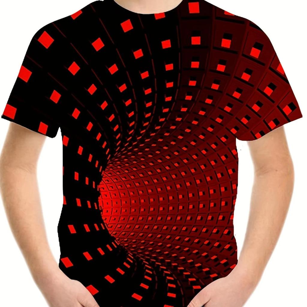 Lustiges Rautenmuster Jungen T-Shirt Sommer Jungen Mädchen T-Shirt Kinder T-Shirts Cartoon Kurzarm Oberteil T-Shirts Junge Kinderkleidung