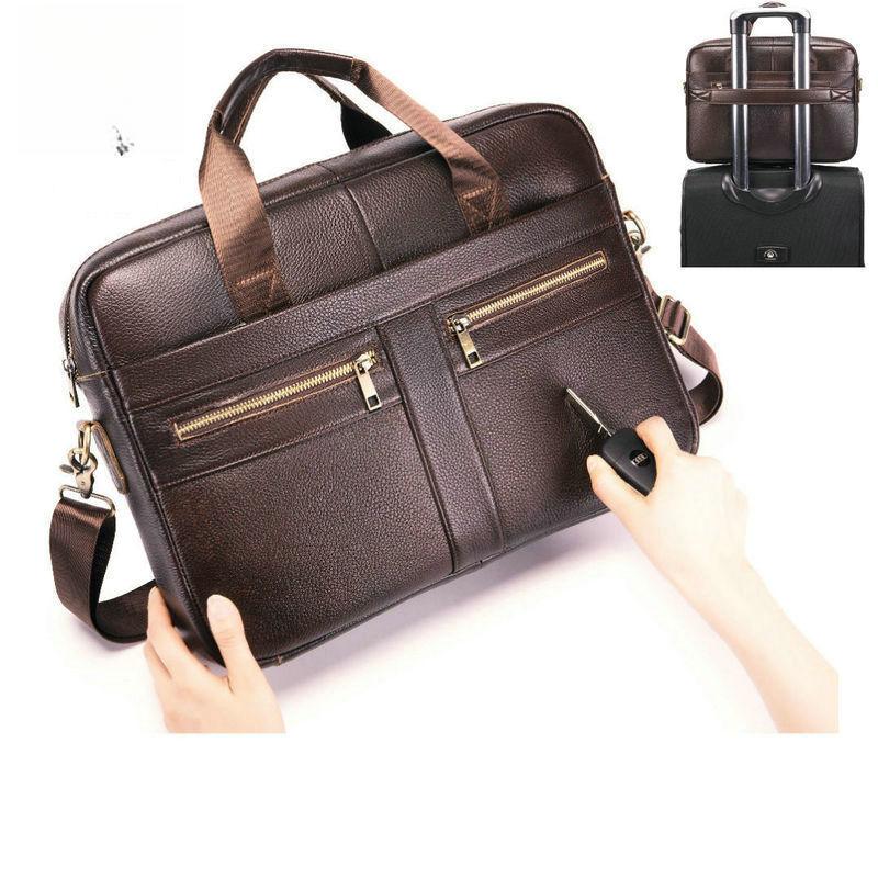 Layer Cowhide Men's Business Briefcase, Briefcase for Computers, Single Shoulder Crossbody Bag, Genuine Leather Handbag
