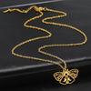 Vintage Moon Phase Luna Death Moth Pendant Necklaces for Women Stainless Steel Personality Gothic Butterfly Jewelry Gifts