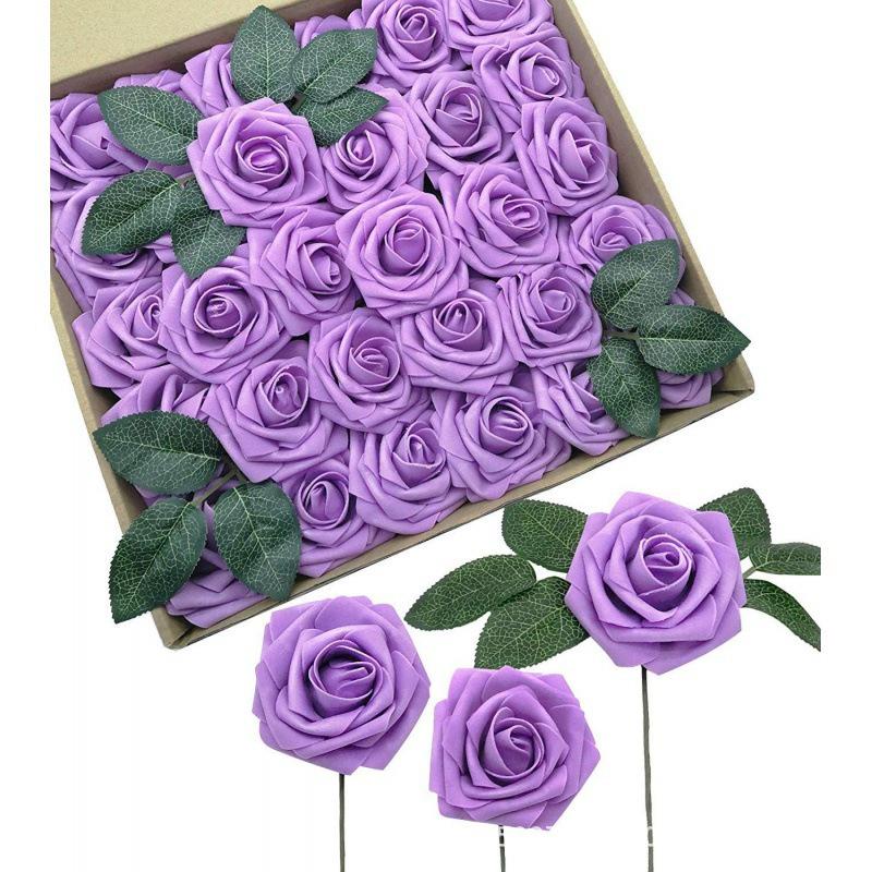 Hot Seller: 25-Piece PE Rose Flower Gift Box with 8cm Simulation Roses, Leaves, and Stems