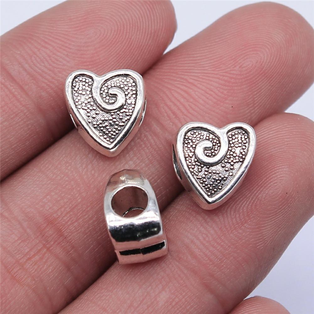 10pcs Heart Charms For Jewelry Making Antique Bronze Silver Color DIY Crafts Making Findings Handmade Tibetan Jewelry