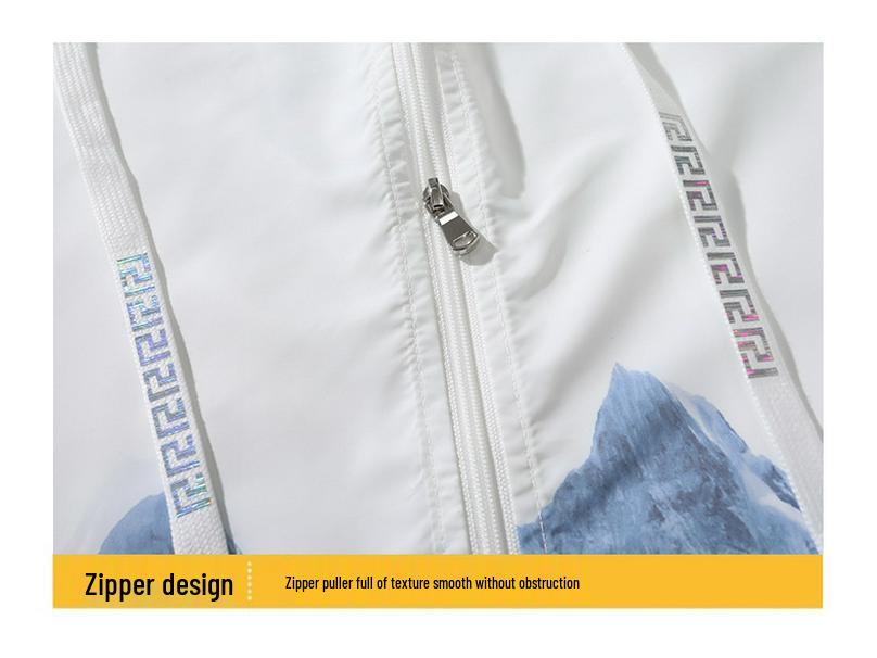Men's Hooded Ice Silk Cooling Jacket - Chinese Style Print, Lightweight & Breathable Sun Protection