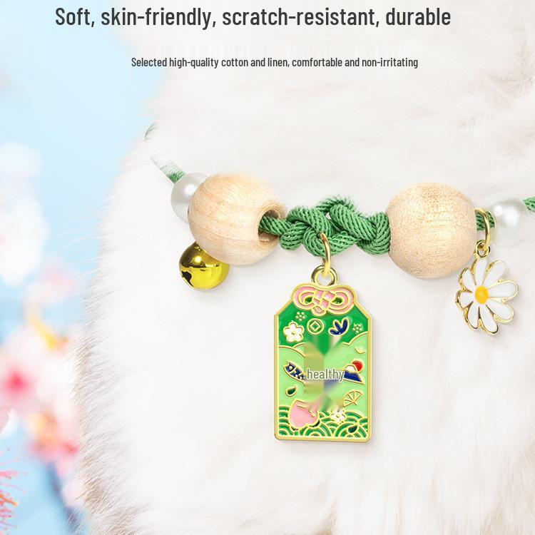 Camphor Wood Cat Collar with Bell & Longevity Lock - Pet Accessories